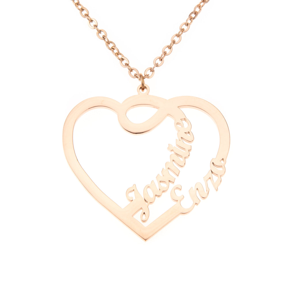Collar Corazón Arabesco con Dos Nombres