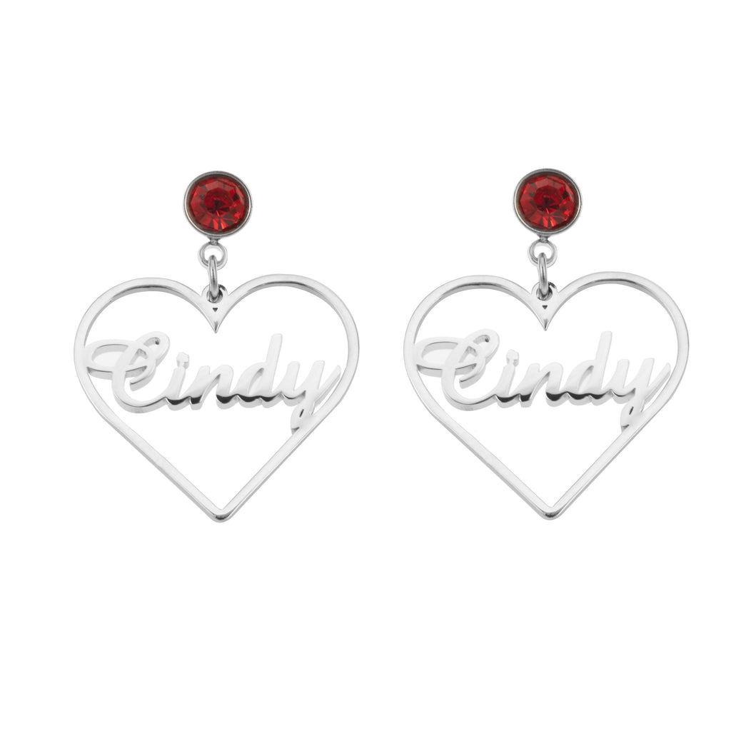 Aretes Colgantes de Corazón Personalizable