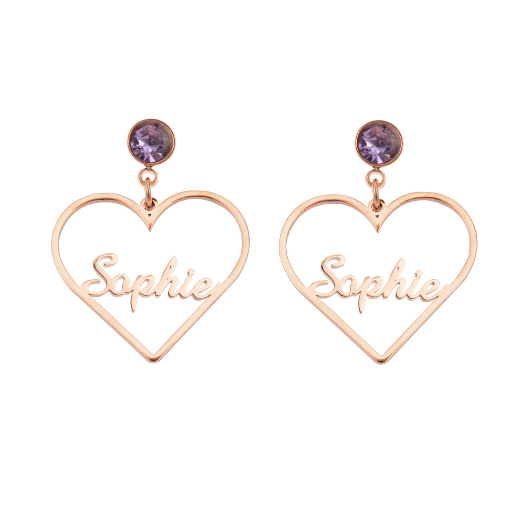 Aretes Colgantes de Corazón Personalizable