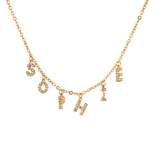 Collar de Letras con Piedras Brillantes