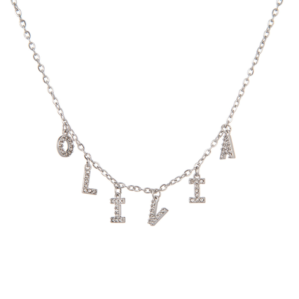 Collar de Letras con Piedras Brillantes