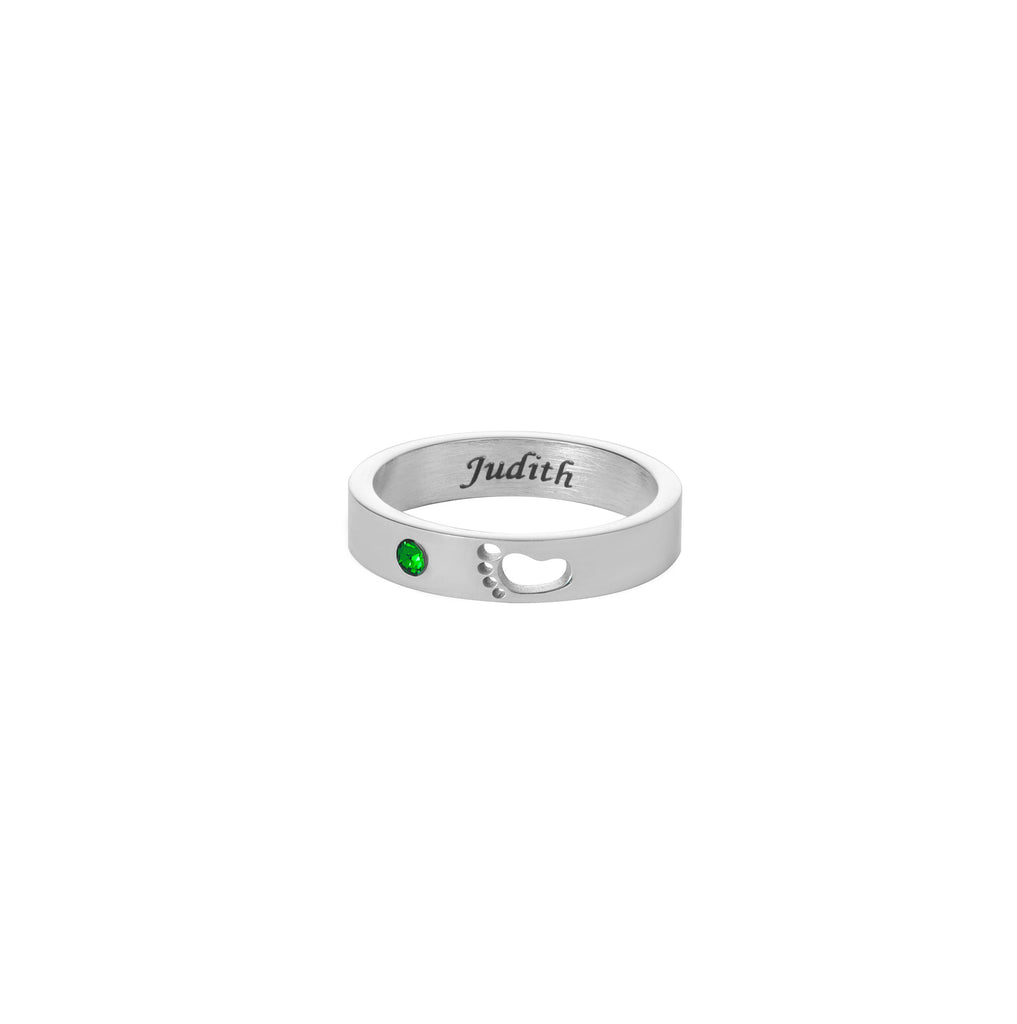 Anillo con Nombre, Huella y Piedra