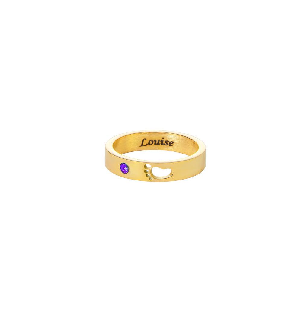 Anillo con Nombre, Huella y Piedra
