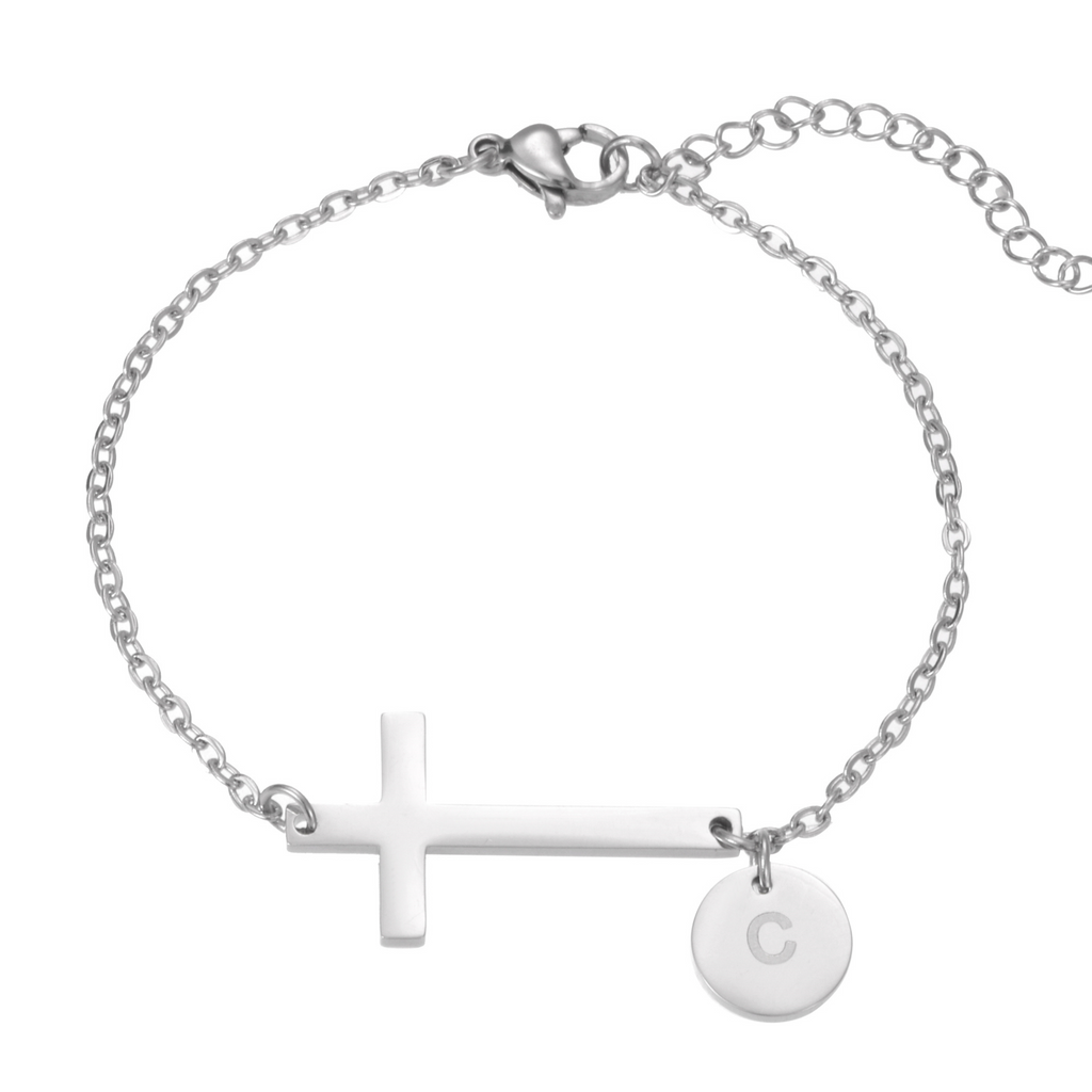 Pulsera Cruz con Inicial Personalizada