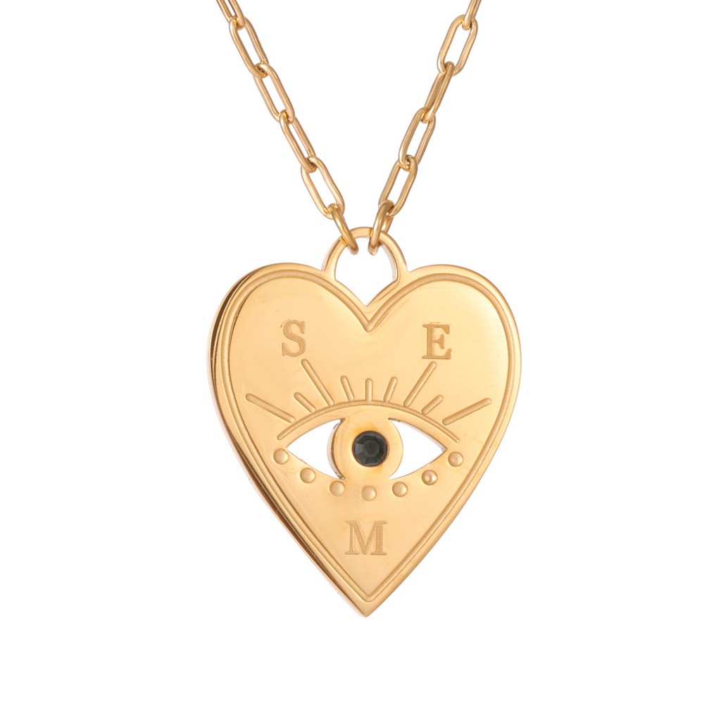 Collar Corazón con Ojito Turco y Cristal