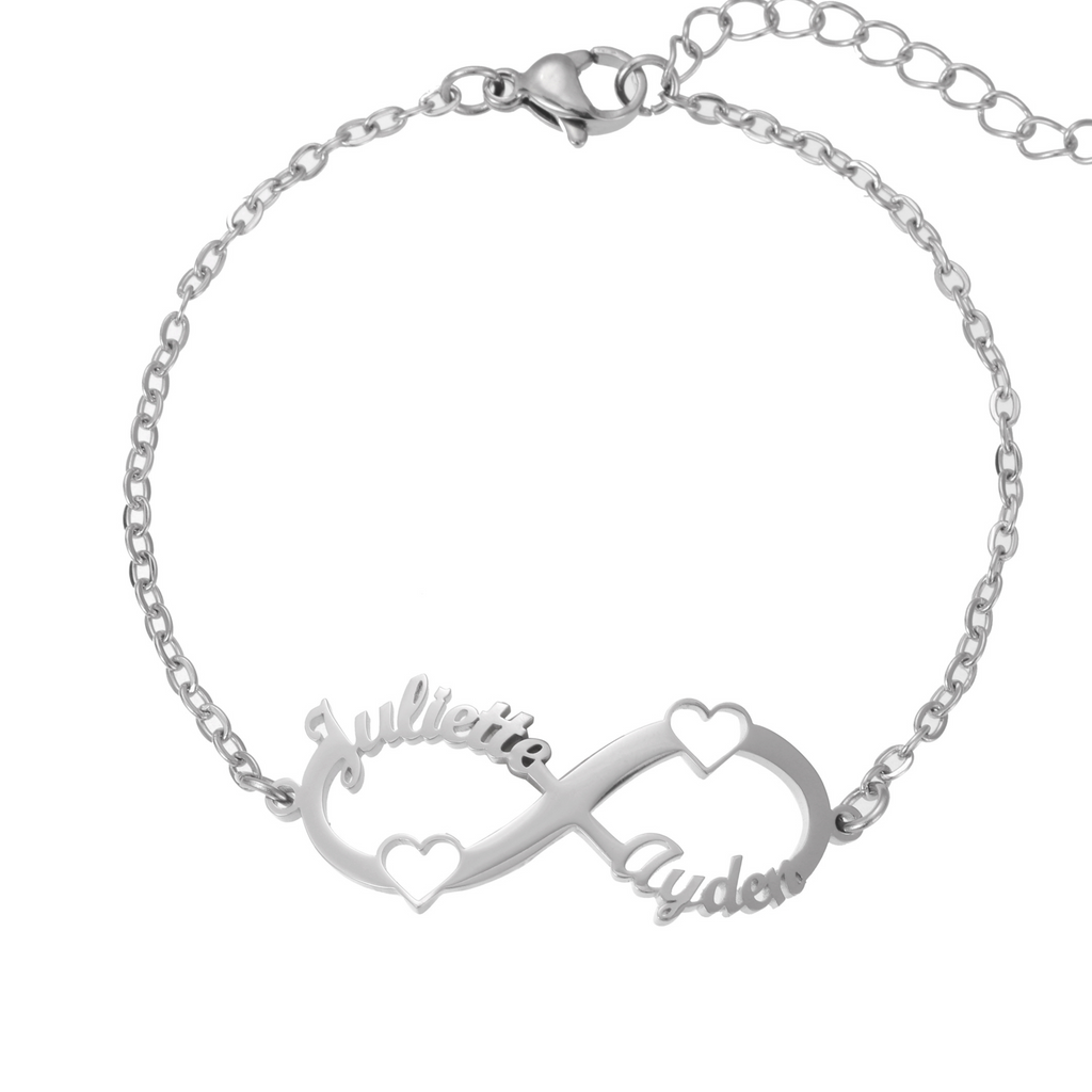 Pulsera Infinito con Corazones y Nombres