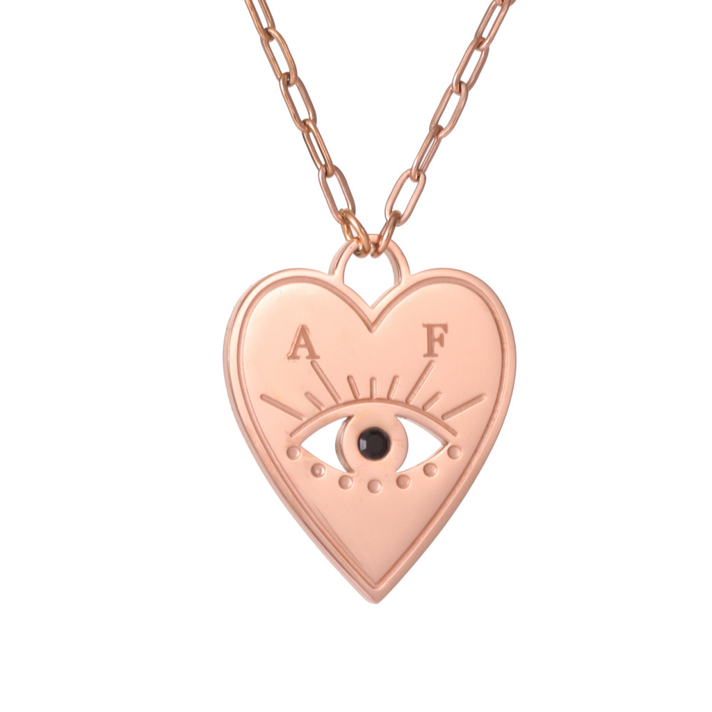 Collar Corazón con Ojito Turco y Cristal
