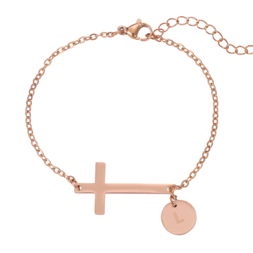 Pulsera Cruz con Inicial Personalizada