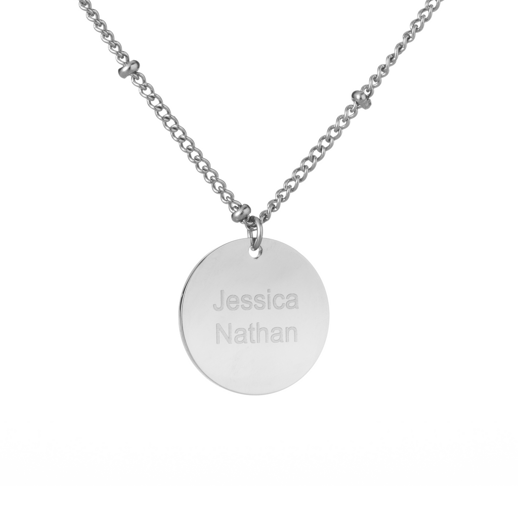 Collar con Disco Personalizado y Cuentas
