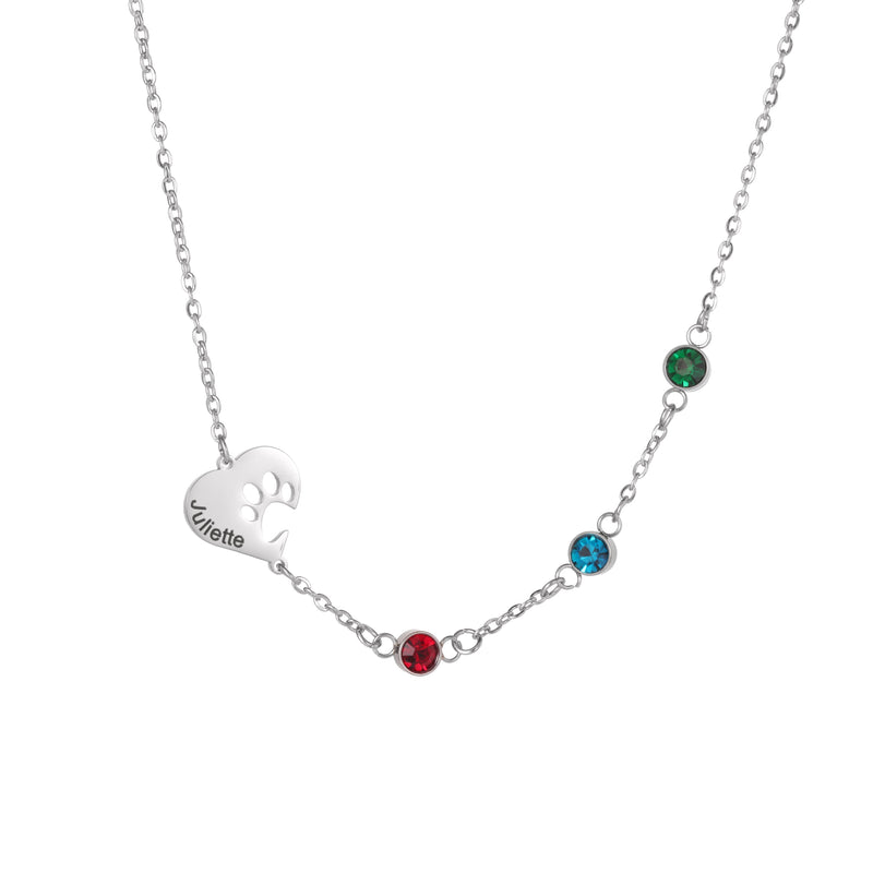 Collar Corazón con Huella y Piedras
