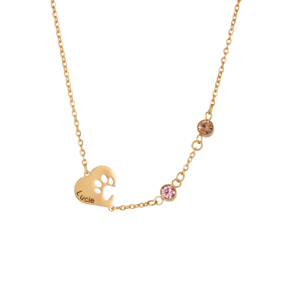 Collar Corazón con Huella y Piedras