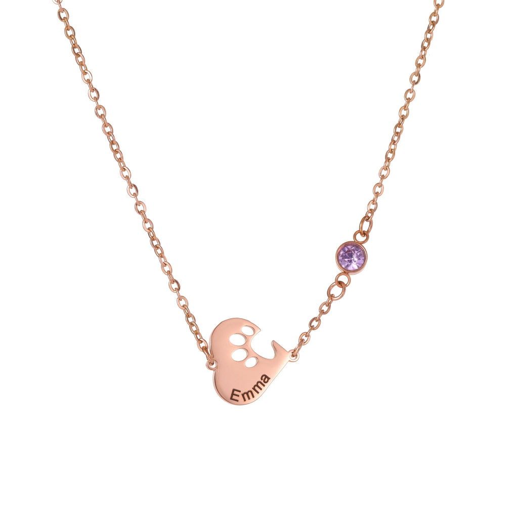 Collar Corazón con Huella y Piedras