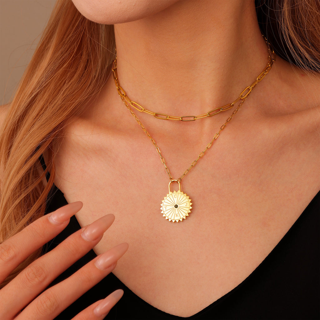 Collar Candado Solar Personalizado con Piedra