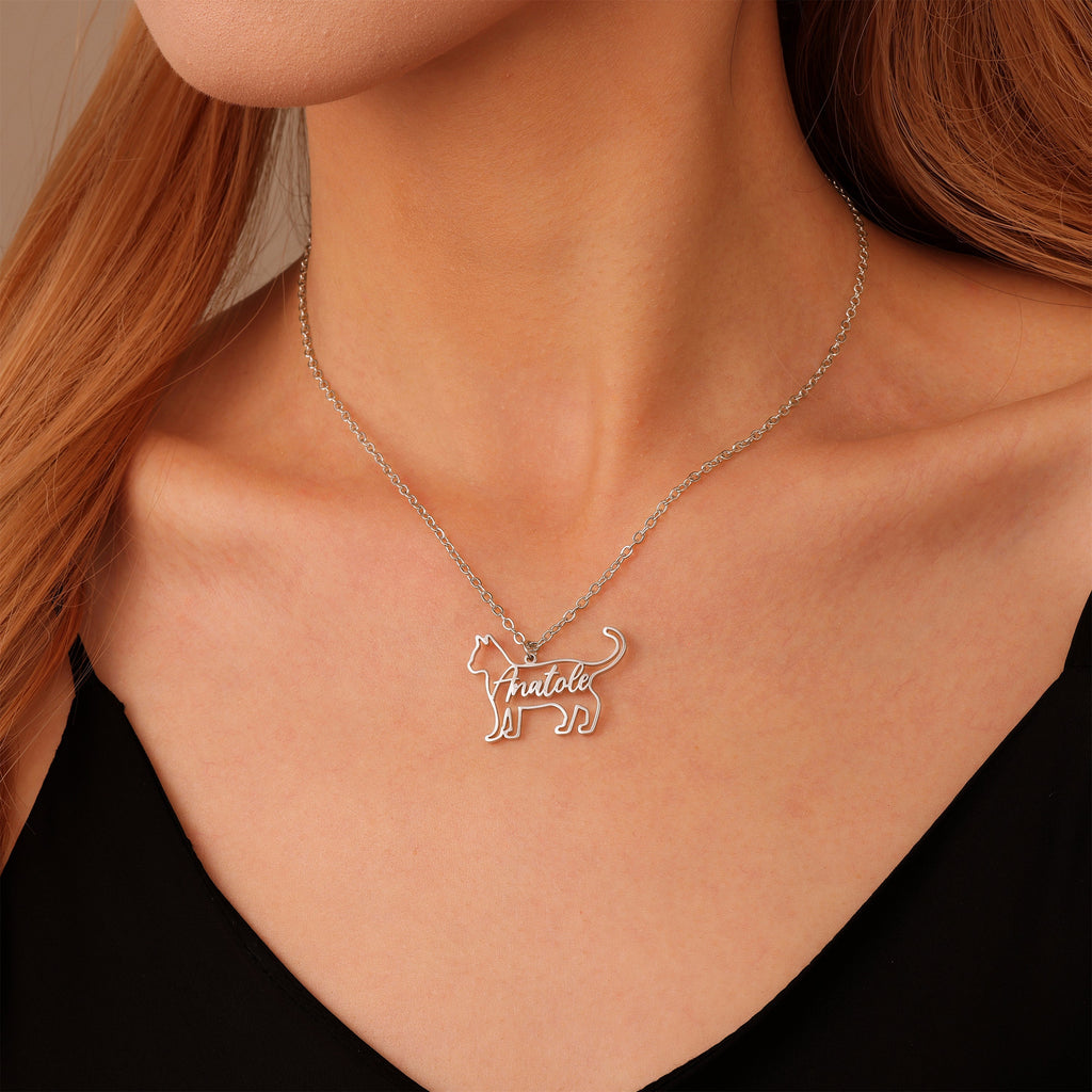 Collar Personalizado con Silueta de Mascota y Nombre