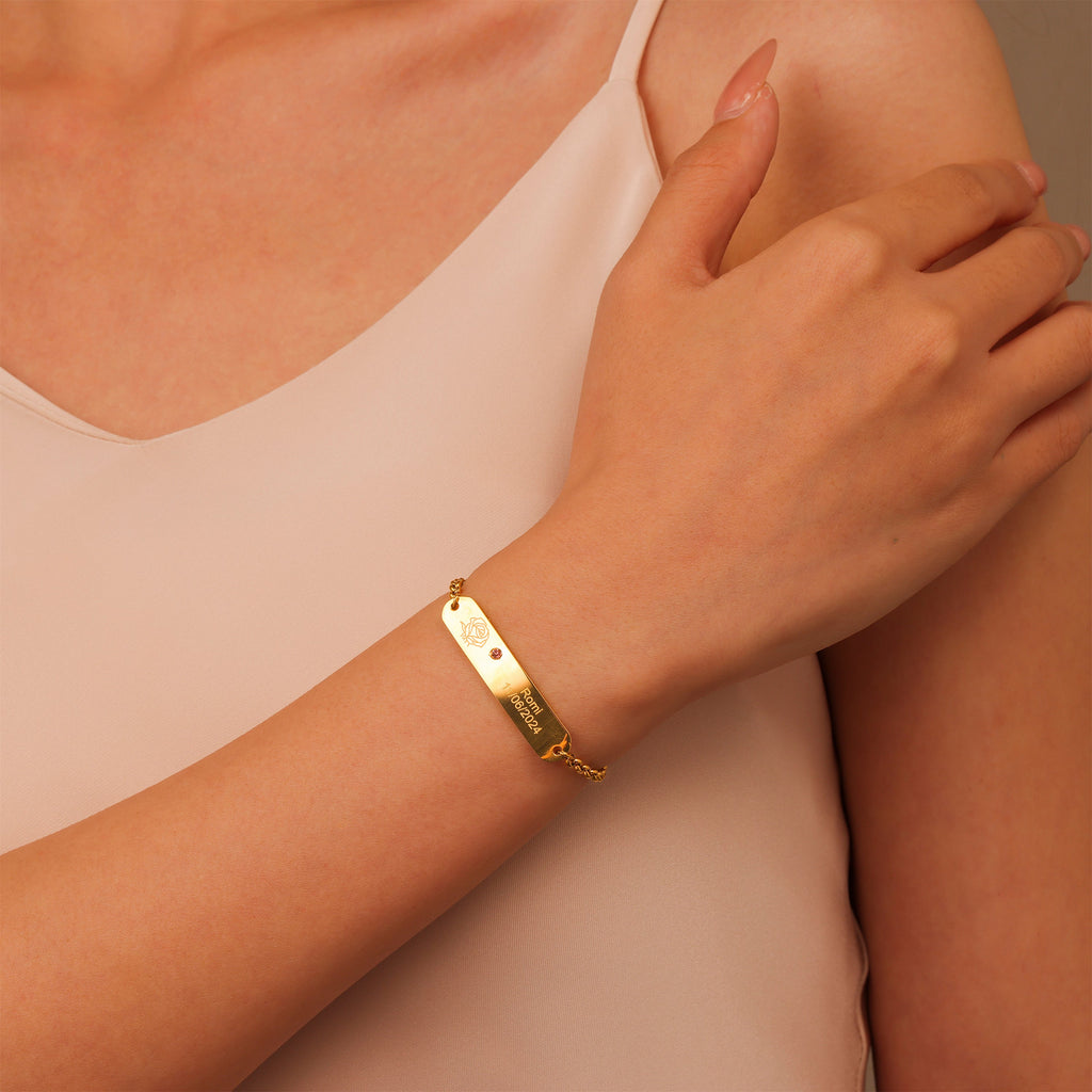 Pulsera Identificación con Flor y Piedra