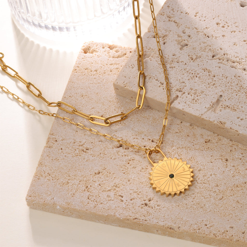 Collar Candado Solar Personalizado con Piedra