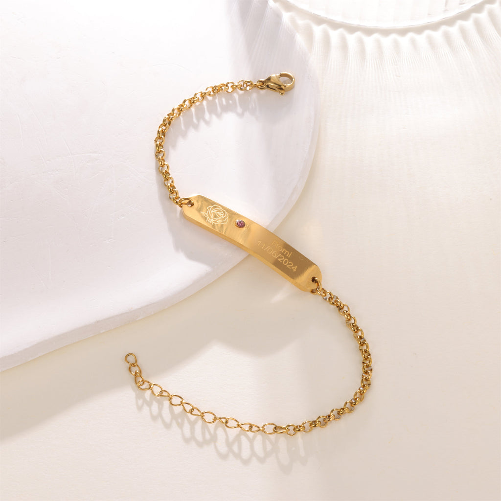 Pulsera Identificación con Flor y Piedra