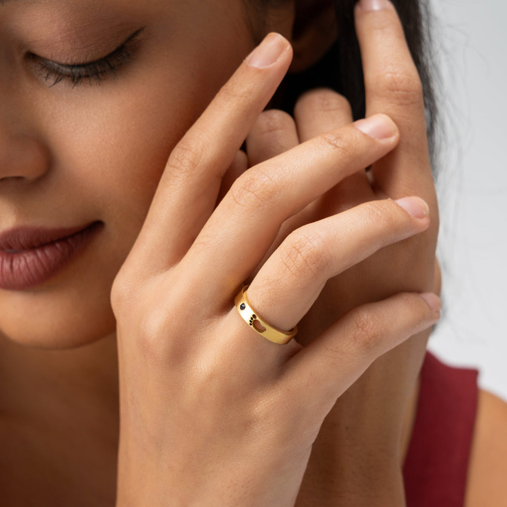 Anillo con Nombre, Huella y Piedra