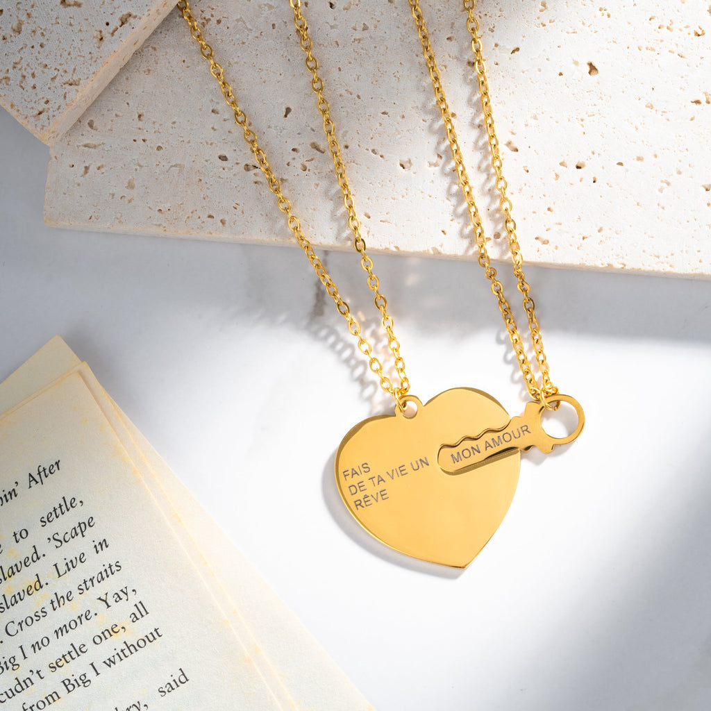 Collar Corazón con Llave Personalizado