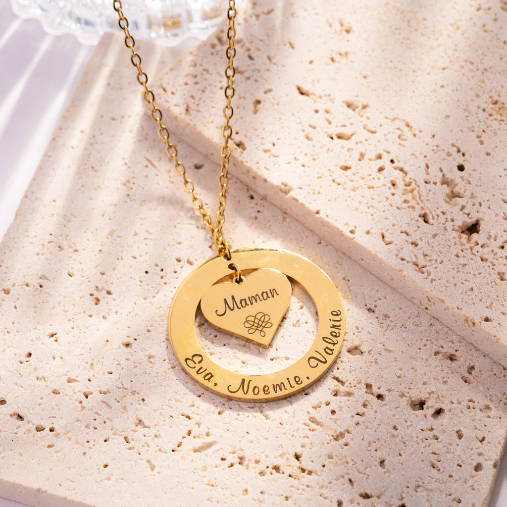 Colgante de Corazón y Círculo Personalizado
