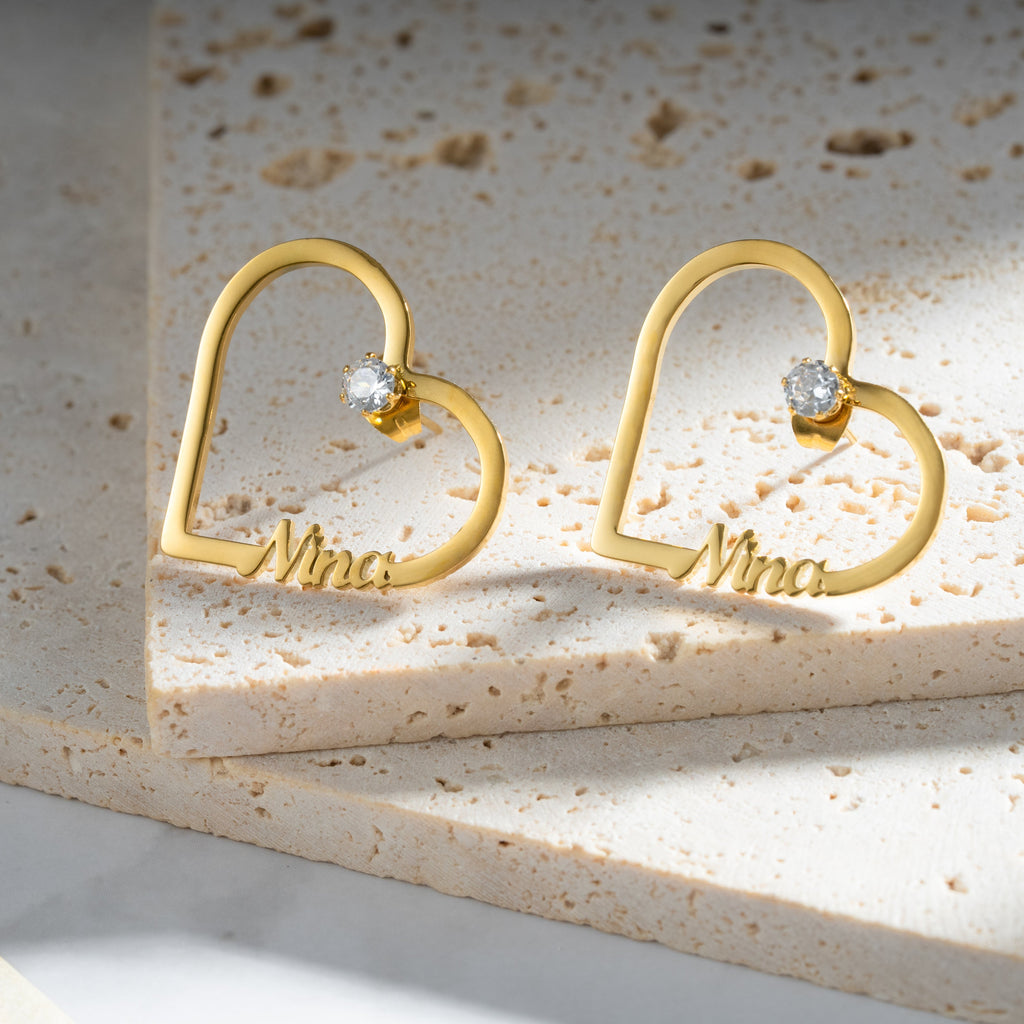 Aretes de Corazón con Cristal