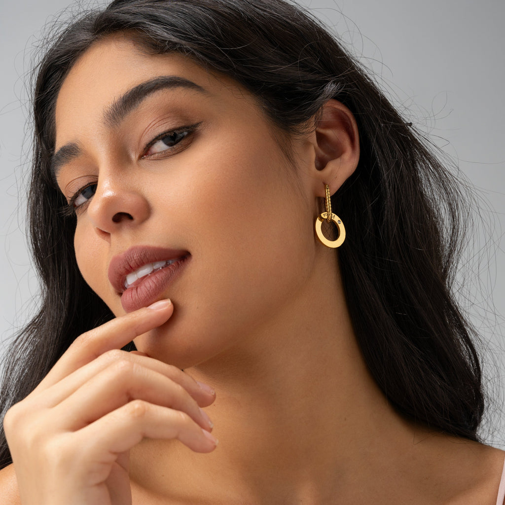 Aretes Aro Grabados con Cristal