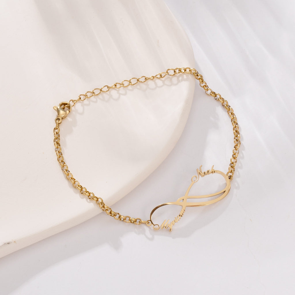 Pulsera con Doble Infinito y Nombres