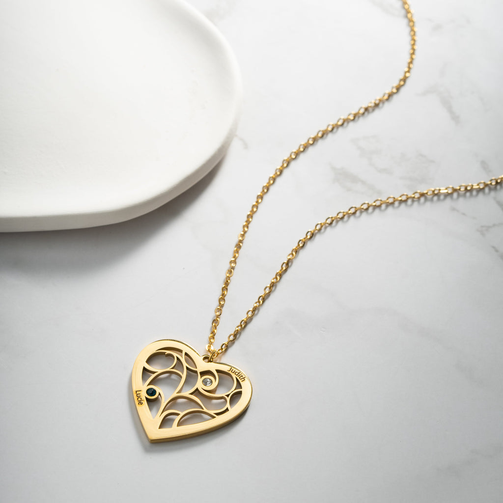 Collar Corazón y Piedra de Nacimiento