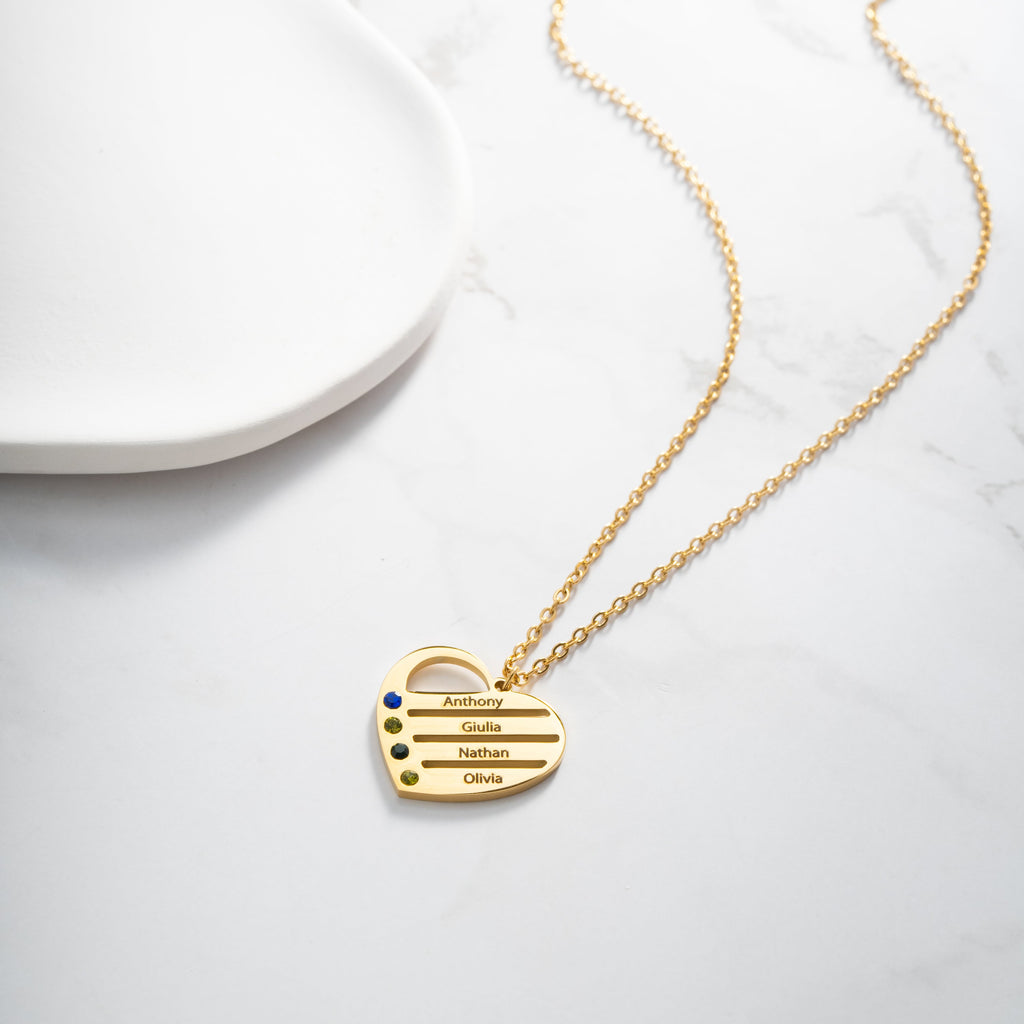 Collar Personalizado de Corazón con Piedras