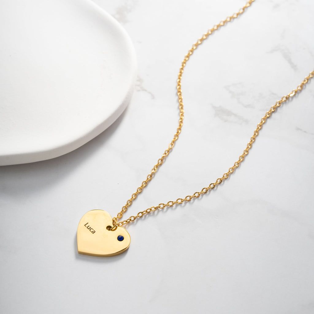 Colgante de Corazón Personalizado con Gema Natal