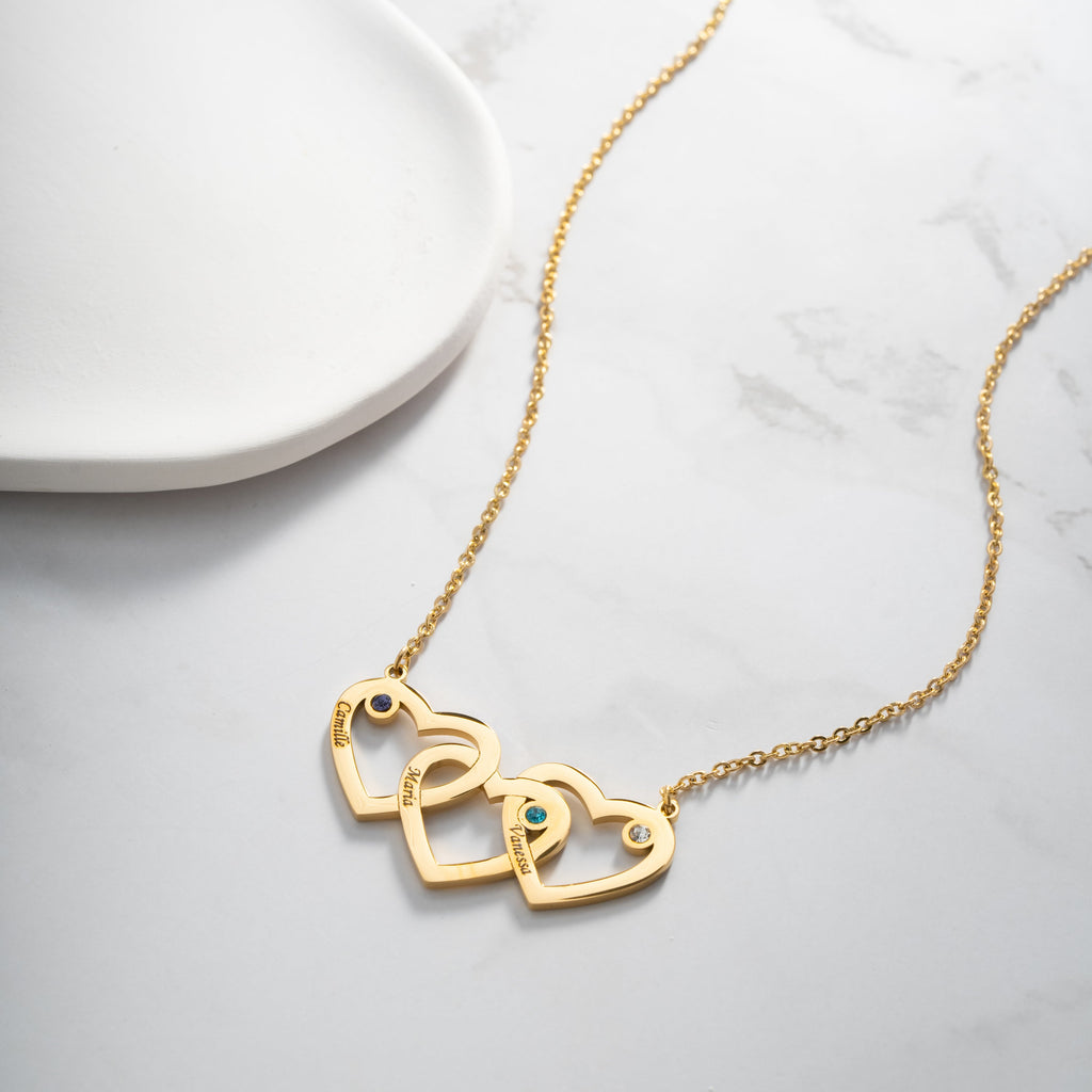 Collar de Triple Corazón Personalizado