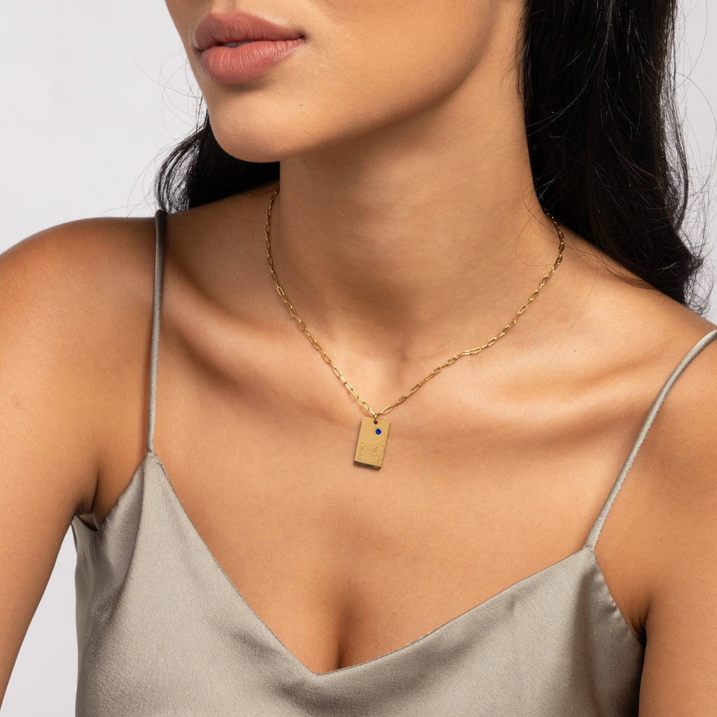 Colgante con Nombre, Flor y Piedra de Nacimiento