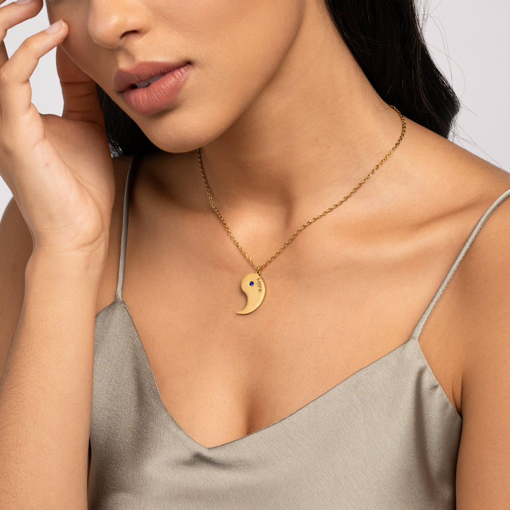 Collar Doble Nombre Yin & Yang con Piedra