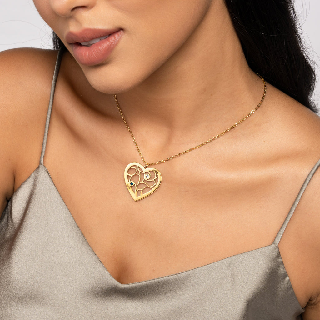 Collar Corazón y Piedra de Nacimiento