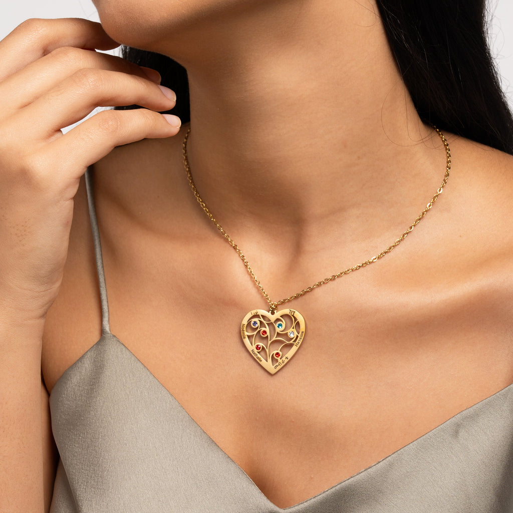 Collar Corazón y Piedra de Nacimiento
