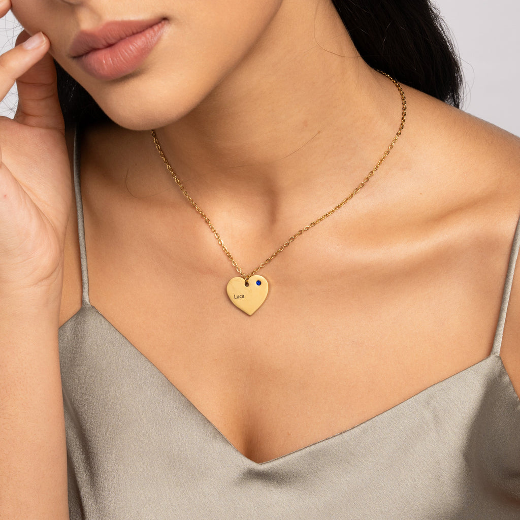 Colgante de Corazón Personalizado con Gema Natal