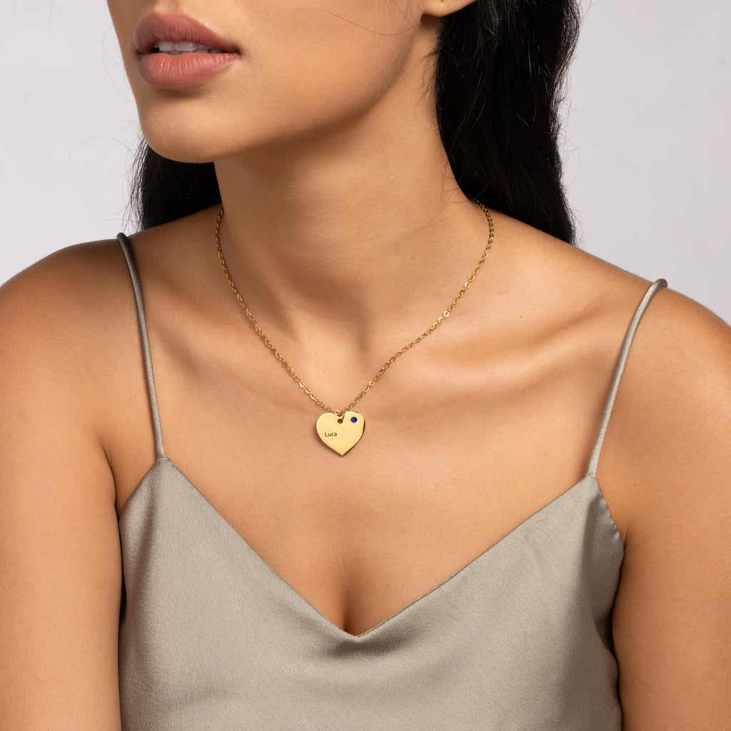 Colgante de Corazón Personalizado con Gema Natal