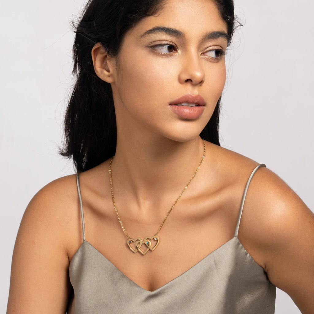 Collar de Triple Corazón Personalizado
