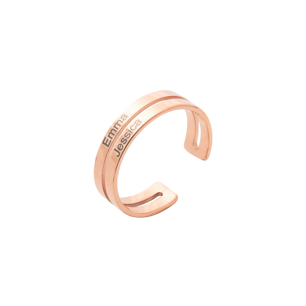 Anillo Abierto Personalizable con Dos Nombres