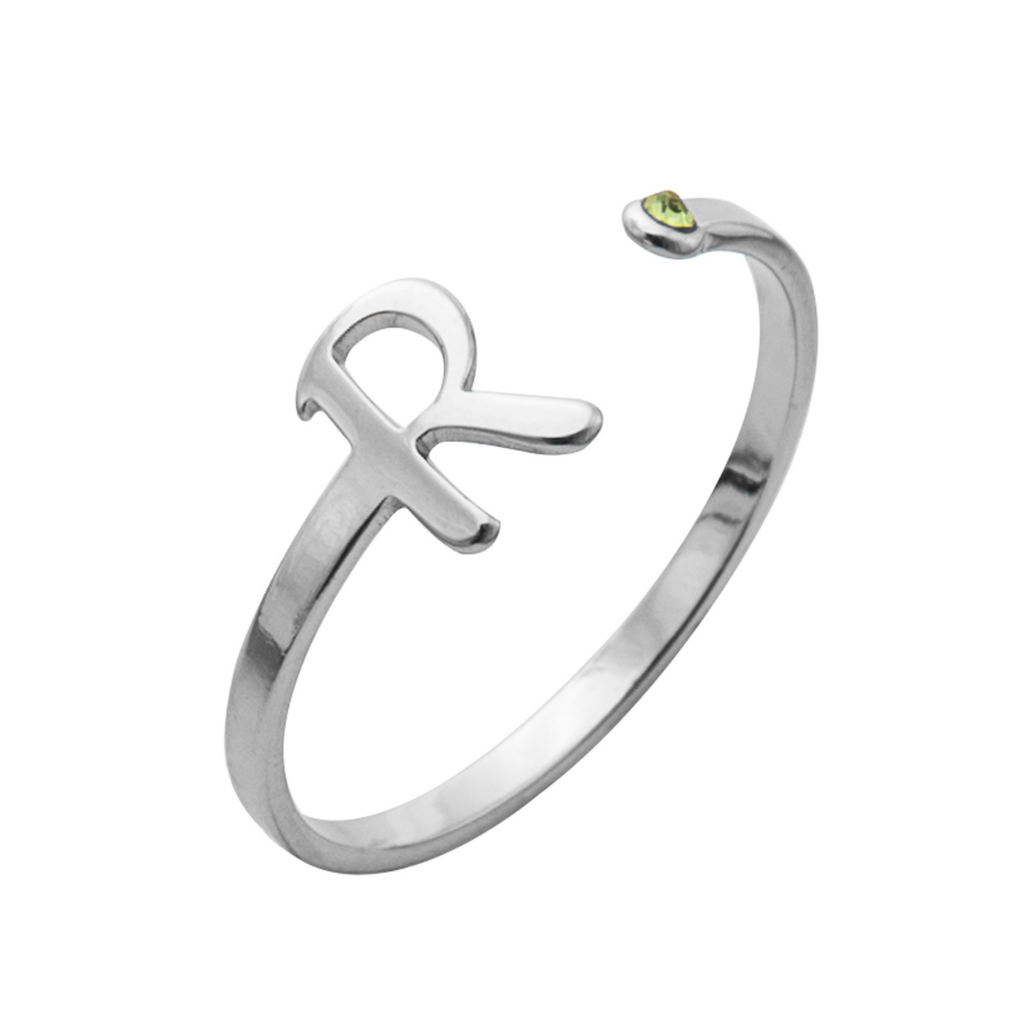 Anillo Personalizado con Inicial y Piedra