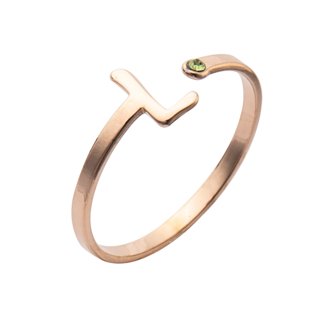 Anillo Personalizado con Inicial y Piedra