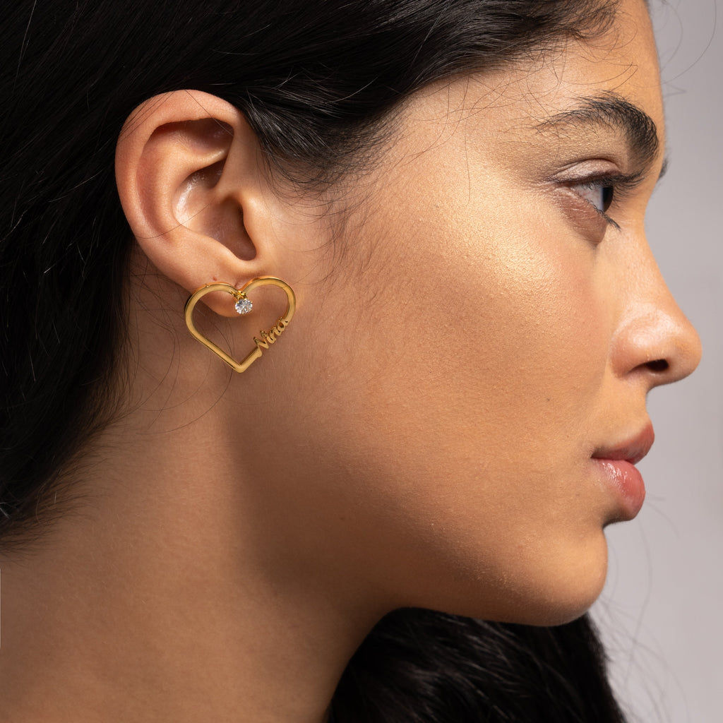 Aretes de Corazón con Cristal