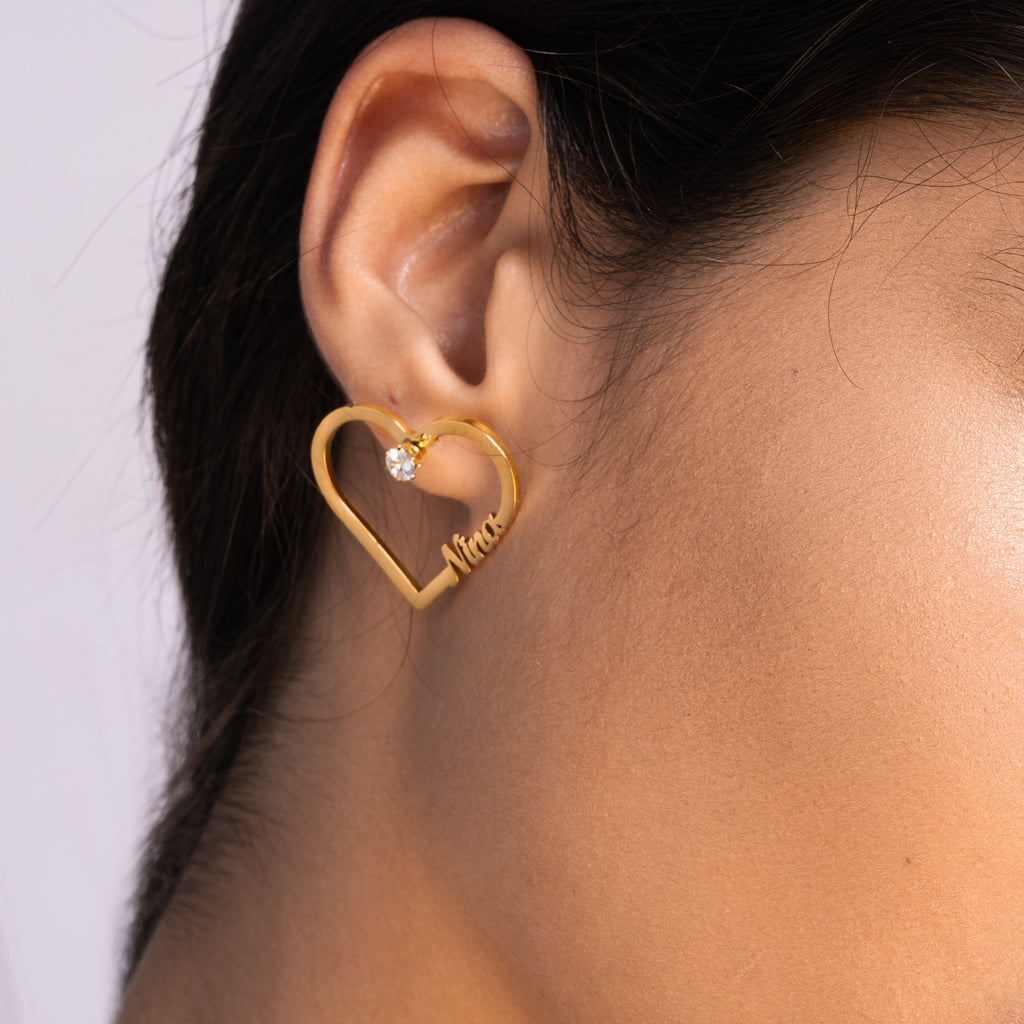 Aretes de Corazón con Cristal
