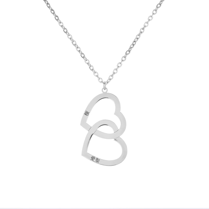 Collar Doble Corazón con Dos Nombres en Árabe