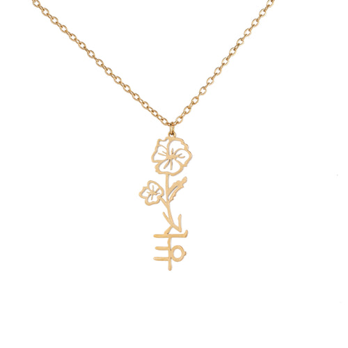 Collar con Flor y Nombre en Coreano