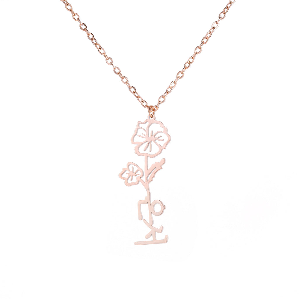 Collar con Flor y Nombre en Coreano