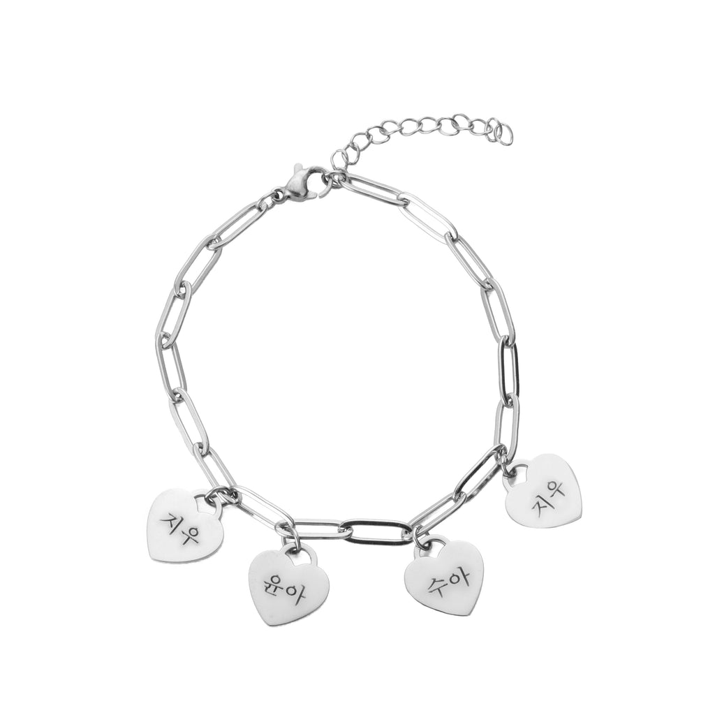 Pulsera con Múltiples Corazones Personalizada en Coreano