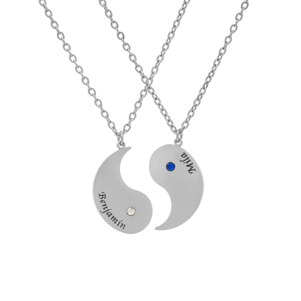 Collar Doble Nombre Yin & Yang con Piedra