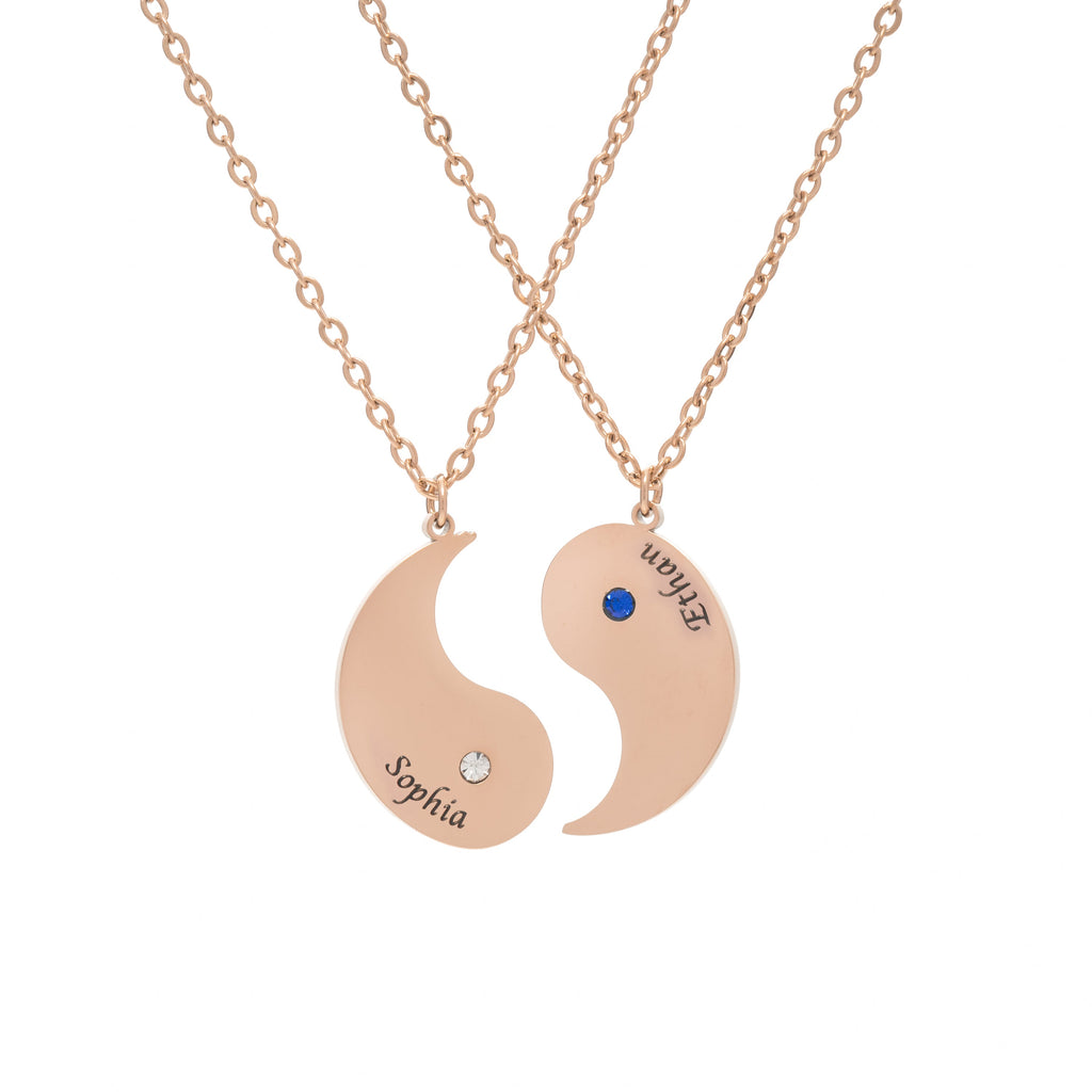 Collar Doble Nombre Yin & Yang con Piedra