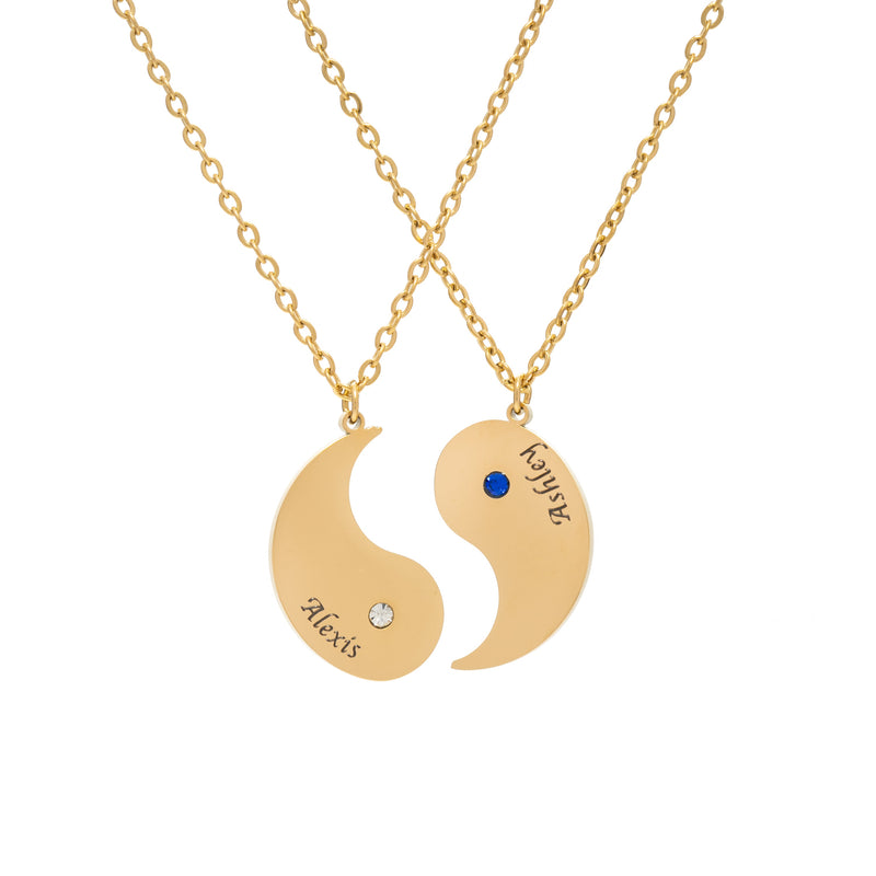Collar Doble Nombre Yin & Yang con Piedra